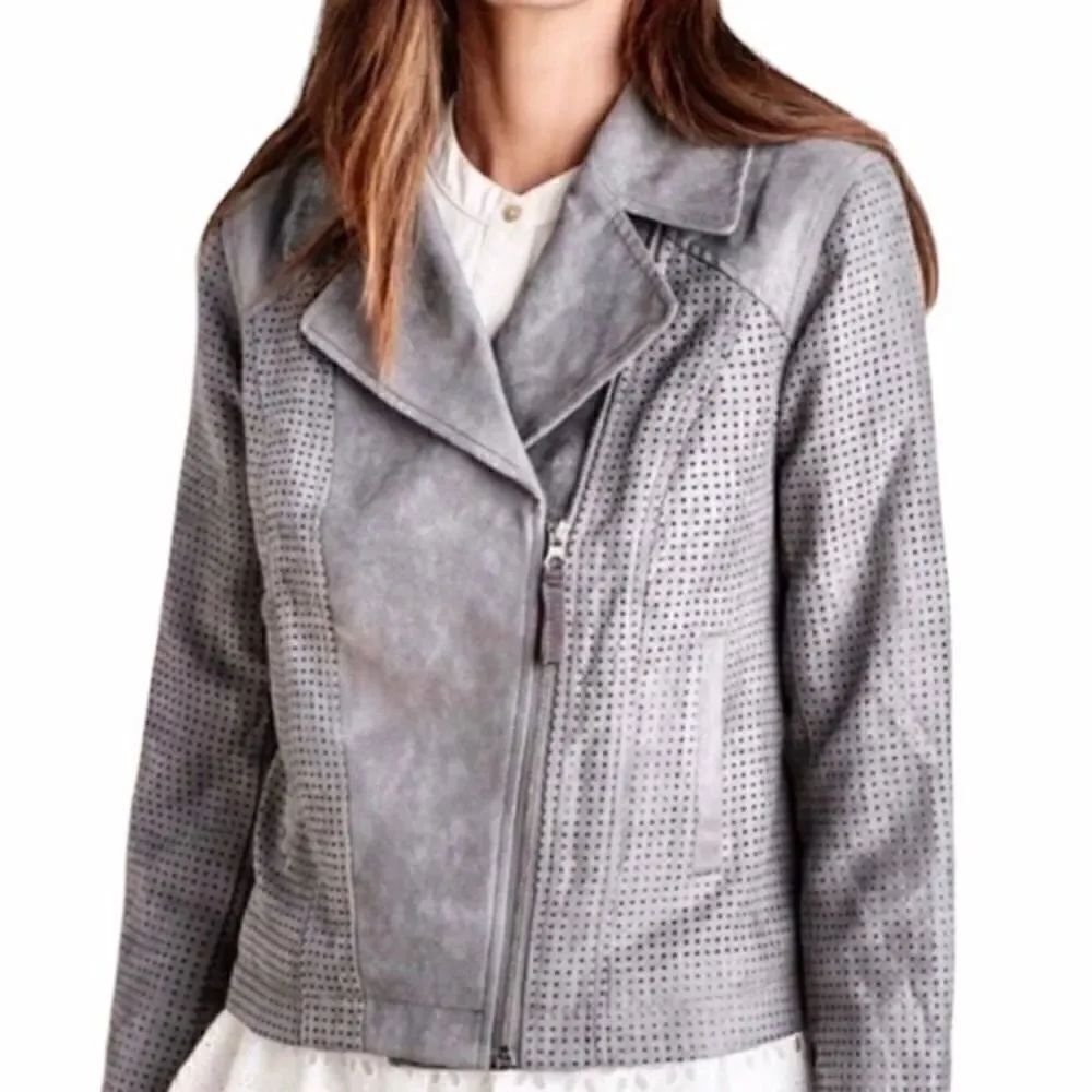 Anthropologie Hei Hei Gray Vegan Suede Moto Jacket
